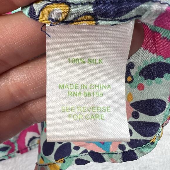 Lilly Pulitzer L Large Silk Trace Top Crown Jewels Cold Shoulder 42783 Classic - Picture 7 of 14